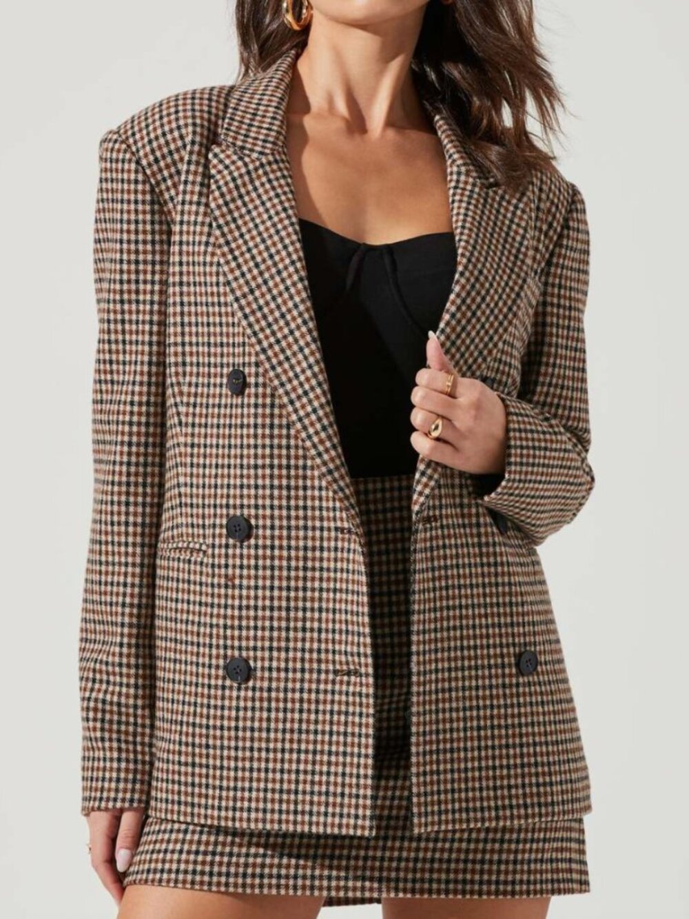 ASTR the Label Brina Plaid Double Breasted Blazer